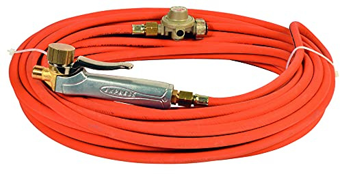 Lötkolben Set - Lötlampe mit Piezozündung - Dachrinnen Lötset - Schweißbrenner - Lötzubehör - Set aus Vollmetallgriff mit Kupplungsstück + 20 m Schlauch + Druckminderer 4 bar - EXPRESS