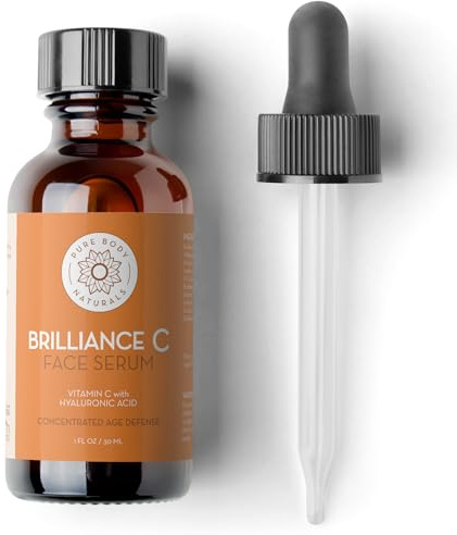 Vitamin C Serum Dark Spot Corrector for Face, with Hyaluronic Acid and Vitamin E - Brightening Dark Spot Corrector Serum by Pure Body Naturals