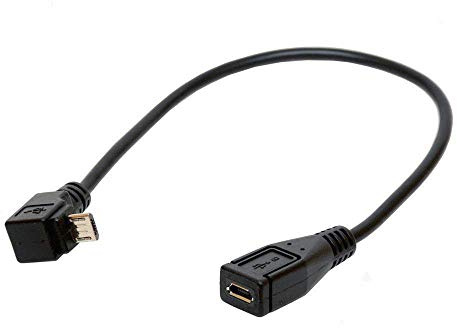 Tomost 90 Degree Micro USB Cable - 25cm | Up Angle Male to Female Micro-B Extension Cord Adapter For Android cellphone, tablets, Nest Indoor, Arlo Pro, Echo, PS4 (UP)