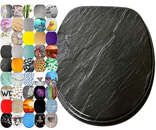 Sanilo WC Sitz ohne Absenkautomatik, viele schöne Toilettendeckel zur Auswahl, hochwertige und stabile Qualität aus Holz (Granit)