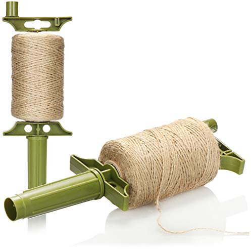 COM-FOUR® Cordon de Jardin 2X avec Distributeur - Ruban de Jute pour Le Jardin, pour l'emballage et la décoration - Cordon Artisanal pour Bricolage - Cordon en Paquet (02 pièces - Naturel/Vert)