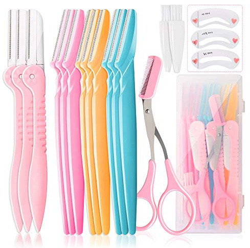 12 Pcs Eyebrow Razor, Face Razors for Women, Exfoliating Trimmers, Eyebrow Grooming Shaper for Women, Peach Fuzz, Hair Removal, Facial Razors Dermaplane Glow Razor