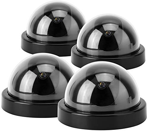 Dummy Dome Kamera, Simulationskamera CCTV Dummy Fake Überwachungskamera, 4-teilige Dome Simulationskamera CCTV Dummy Fake Überwachungskamera mit blinkendem LED-Licht(schwarz)