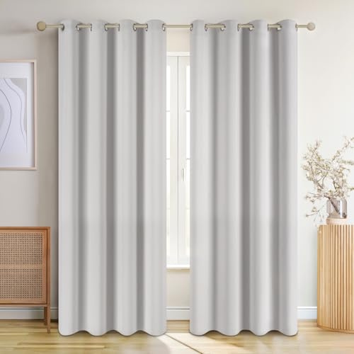Blumtal Verdunklungsvorhänge 2er Set - Thermovorhang Hitzeschutz - Vorhang Blickdicht mit Ösen - Gardinenschals mit Schlaufen - Lärmschutzvorhang - Gardinen 138x117 cm - Moonlight Grey - Grau