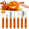 Halloween Kit de Sculpture de Citrouille, 7 Pcs Kit Sculpture Citrouille, Kit Sculpture Citrouille Professionnels en Acier Inoxydable avec 1 LED Licht Outils de Gravure DIY pour Halloween Decoration