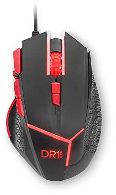 [Amazon Exclusive] DR1TECH Hunter Professional Gaming Maus Mit Kabel [5 Auswechselbare Gewichte + Triple FIRE] - 9 Tasten Für Bis Zu 4200 DPI - Ergonomische Gaming Maus Für PC/PS4/XBOX