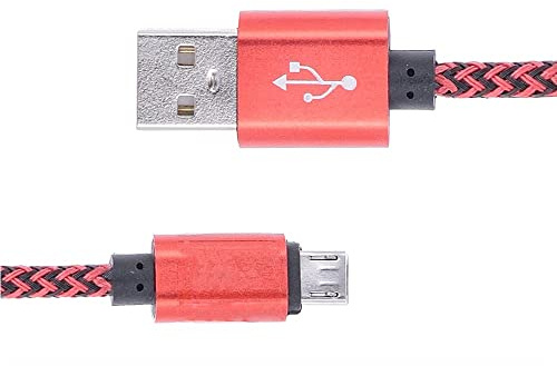 Cavo USB maschio a Micro USB maschio intrecciato in rete rinforzata nero - rosso 2M Antigroviglio