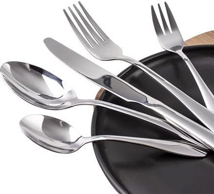 SimCoker Besteck Set 6 Personen,30 teilig Essbesteck, Edelstahl poliert Besteckset mit Messer Gabel Löffel, spülmaschinenfest