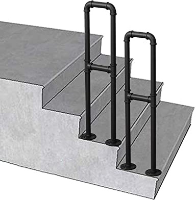 SXBHDM Garden Stair Railing Handrail Black Hand Railings for Outdoor Steps Support bar, Terrace Decking Balustrade for Indoor Outdoor Transitional Handrail Picket (65~100cm) (Size : 75cm(2.5ft))
