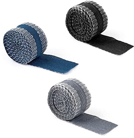 GEBAUM 3 Stück 2,5 × 200 cm Hosen Stoffband, Polyester no Sew Saumband Waschbar und Chemisch Waschbar, Bügelband 3 Farben Klassisch und Vielseitig Einsetzbar für Säume, Jeans und Röcke