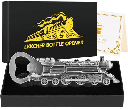 LKKCHER Dampflokomotive Geschenk, Lokomotive Zug Flaschenöffner Geburtstag Weihnachten Vater Männer Papa Frauen Freund Bronze Bier