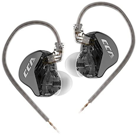 CCA CRA - Auricolari cablati da 3,8 μ, driver dinamico a diaframma ultra sottile IEM, cuffie cablate per bassi profondi HiFi con cavo OFC staccabile da 0,75 mm a 2 pin (nero, senza microfono)