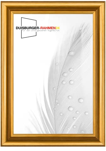 DR24 N°45 Barock Bilderrahmen 60x80 aus Holz | Gold matt | Retro Vintage Antik Barockrahmen inkl. bruchsicherer Anti-Reflex Kunstglasscheibe und Metall Aufhängern