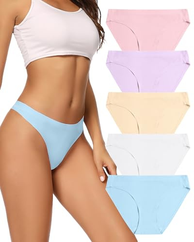 VOENXE Damens Bikinitrosor, Mjukseamless Andetagbara Trosor, Osynliga Komfortabla Slips, Hipster Underkläder För Kvinnor, 5-Pack