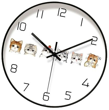 Warmhm Modische Wanduhr Mit Katzenmotiv Schlichte Kunstuhr Wandhänger Für Zuhause Geräuschlose Zeiger Einfache Montage Ohne Batterie