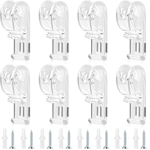 8 Stück RolloSicherheitskettenhalter und Kordelführung für Vorhänge, P-Clips Rollo-Kordelhalter Befestigungshaken Perlenketten-Spannvorrichtung mit Schrauben für vertikale Rollos und Raffrollos
