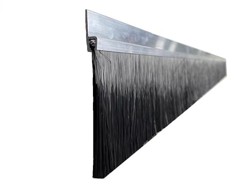 Bürstendichtung, Türdichtung, Türbesen, Streifenbürste 1000mm, Alu, Besatz: PPN schwarz (90mm)