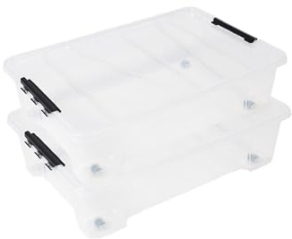 Ondis24 Unterbettbox Jolly mit Deckel und Rollen, Rollbox 25 L, Spielzeugkiste, Kiste stapelbar, Aufbewahrungsbox transparent (2)