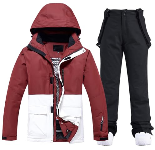 HOTIAN Damen Ski Jacke und Hosen 2 Teilig Set Skianzug Damen Wasserdicht Winddicht Winter Warme SkiSchnee Skifahren Sätze Snowboard Set