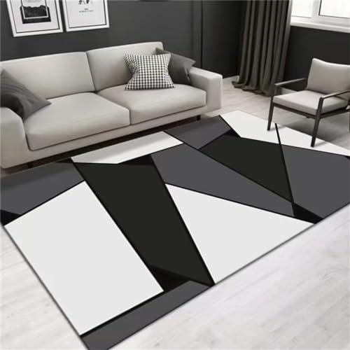 DJHWWD Teppich Auslegeware Schlafzimmer-Rechteckteppich, schwarz-weißer Teppich, rutschfest zimmerdeko Bedroom Kinderzimmer Mädchen 80X120CM