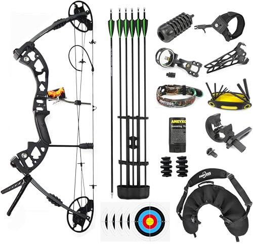 limaity Compoundbogenset Erwachsene Compoundbogen und Pfeil-Set 30-70lbs Zeichnungslänge Einstellbar 320 fps Jagd Bogenschießen Compoundboge für Erwachsene Jugend Anfänger (Schwarz Set)