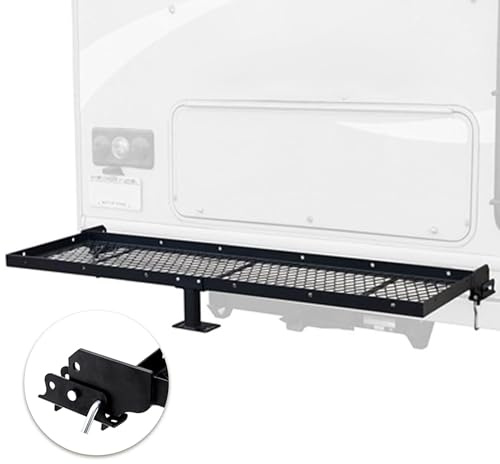 Young Electric RV Storage Rack Bumper Mounted with Mounting Kits for Bikes and Luggage, 200 Lbs. Capacity
