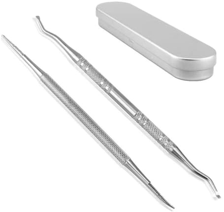 Fc'Noqgn Sollevatore di Unghie in 2 Pezzi - Lima e Sollevatore per Pedicure, podologia - Strumenti per Pedicure in Acciaio Inox