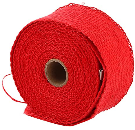 Hyuduo Auspuffband, 5 M Hochtemperatur-Abgaswärmeband, Glasfaser-Isolierband für Auto, Motorrad, Wärmeband, Matte und Schlauch (Rot)
