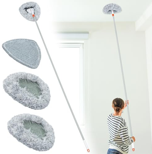 Wall Cleaner Mop, Wall Dust Mop Cleaner with 3 Microfiber Mop Pads Wet and Dry Mop for Cleaning Painted Wall, Floor, Ceiling Baseboard Max 82 Long Handled