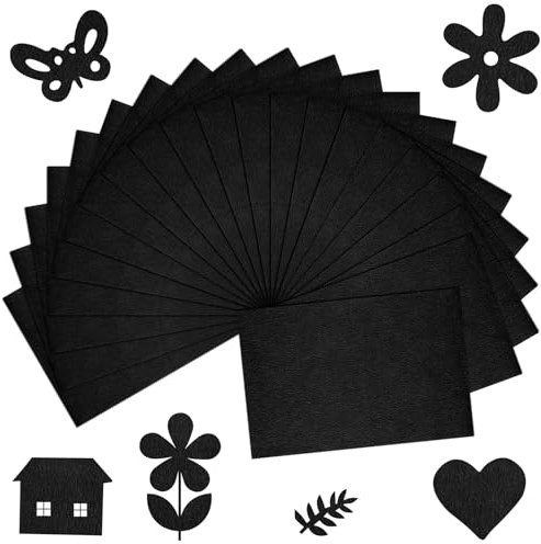 BOUBONI 20/40 Stücke Filzstoff Basteln 20X30CM Farbig Filzplatten Filz zum Basteln Vliesstoff Stoff Filzplatten zum DIY Handwerk Nähen Manual Decoration rojekte Patchwork (20, Schwarz)