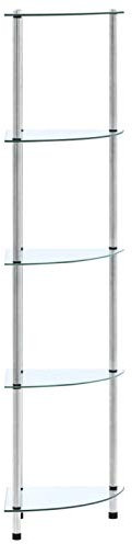 ShGaxin Regal mit 5 Ablagen Transparent 30x30x130 cm Hartglas, Regal Zimmer, Bookshelf, Leiterregal, Standregal, Wandregal, Aktenregal, DVD Regal