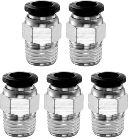 QUARKZMAN 5pcs Raccord Pneumatique 8mm Tube OD x 1/4 NPT PC8-N02 Noir | Connecteur Rapide en Cuivre, Filetage Mâle Droit, pour Raccord de Tuyau D'Air, pour Système D'Air Industriel
