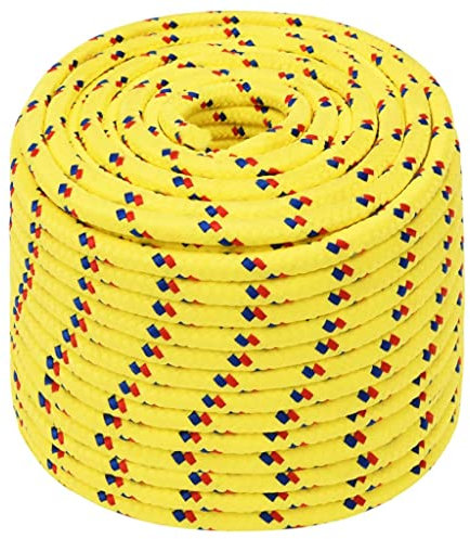 Homgoday Arredo Corda per Barca Gialla 14 mm 50 m in Polipropilene,Arredo Corda Nautica, Corda da Lavoro, Corda Multiuso per attività All'aperto, Corda Nautica, Corda Multiuso