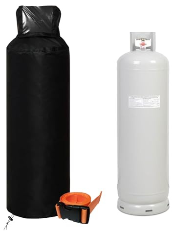 SWTHM 100lb Propane Tank Cover, Propane Cylinder Protector with Transparent Top 600D Double Layer Oxford Cloth Full Cover for Gas Bottle with Adjustable Buckle for Garden BBQ Home