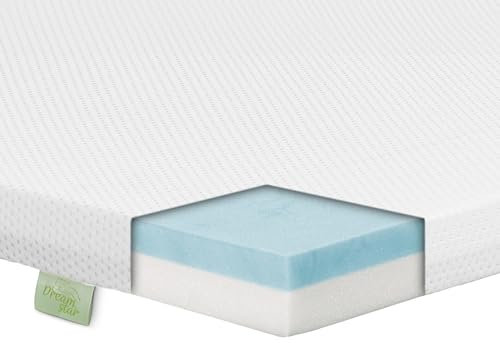 DREAMSTAR Duo Topper | Sobrecolchón con lado de memoria de gel suave y lado de espuma fría de apoyo | combina dureza 2 y dureza 3 (H2/H3) | Certificado Öko-Tex | 7 cm de alto | 180 x 200 cm