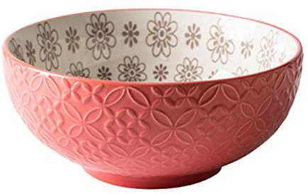 LVUNZJCA Cuencos de Fideos Tazón de cerámica de Cocina en casa ensaladera de tazón de Fideos Grandes para Pasta, Sopa y Ensalada(Rosado)
