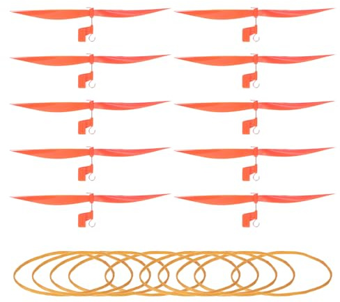 sourcing map Plastic Propeller, Propeller Props Blade with Rubber Band Hooks Helicopter Kit 7 Fold Resistant for STEM Activities Powered Airplanes DIY Science(Orange, Pack of 10)