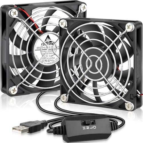 GDSTIME Dual 80mm x 15mm USB Fan with 3 Speed Control, 5V DC Brushless Small PC Computer Case Cooling Fans