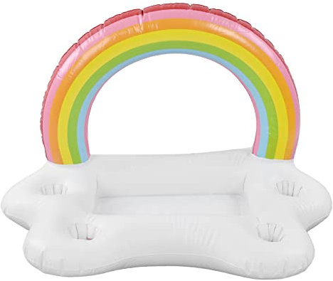 Aufblasbarer Getränkehalter Regenbogenwolkenform schwimmende Getränke Salat Obst Servierbar für Pool große Kapazität schlagfestes PVC-Material