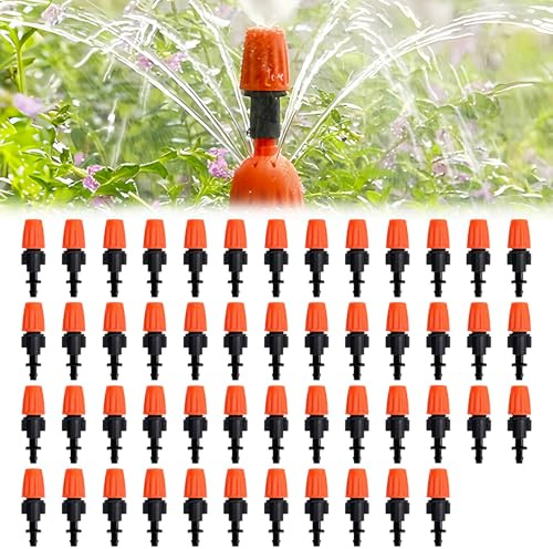 50pcs Adjustable Irrigation Drippers，Garden Watering Mist Nozzle Irrigation Kits Head Atomizer Automatic Mist Cooling Irrigation System for Garden Greenhouse Patio Lawn