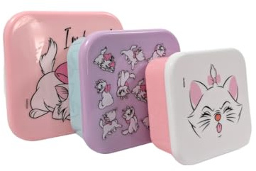 My sweety pop Matlåda för Aristocats – stapelbar lunchlåda, 11,5 cm, set om 3 – barn – förskola, skola, semester – rosa/lila/vit