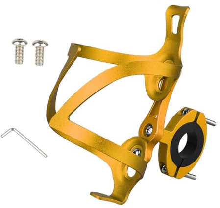 TOKIDNY 1 Pieza Soporte para Botella Bicicleta de Aleación de Aluminio Soporte Duradero para Bidón Accesorios Robusto Compatible con Bicicletas y Montañas Incluye Base de Transición Dorado