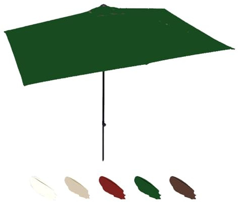 Sombrilla rectangular para balcón al aire libre, 200 x 100 cm y 250 x 130 cm, media sombrilla de altura ajustable, parasol grande para patio, jardín y terraza (verde oscuro)