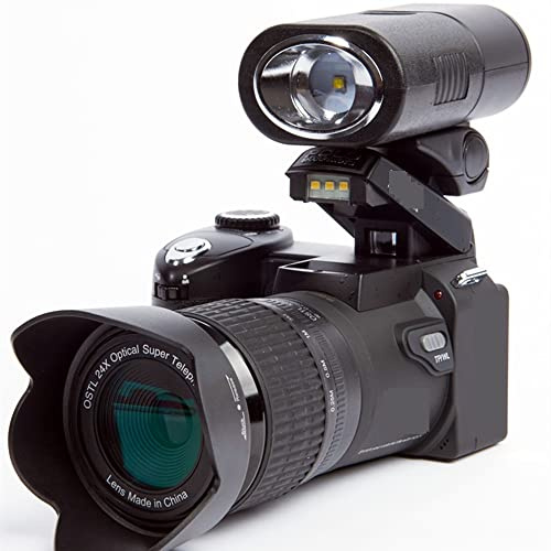 JOJIDE Video Camera, 24X Optical Zoom Telephoto Lens Wide Angle Professional Digital Photo Camera SLR Flashlight 33MP 1080P Recorder 3 Screen(32G SD Card,With Flashlight)