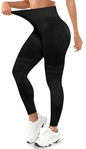 Legging Anti Cellulite Femme, Anti Cellulite Compression Legging Minceur, Push Up Taille Haute, Pantalon de Sport Yoga Fitness (FR/ES, Alpha/Lettres, TG, Taille Normale, Taille Tall, Noir)