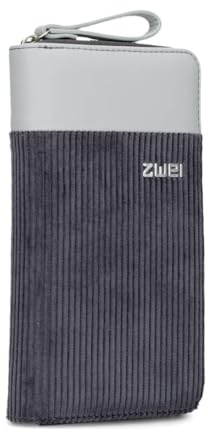 Zwei Damen Geldbörse Eva EV2 langes Portemonnaie 15 Kartenfächer, Sichtfach, 2 Scheinfächer, Geldbeutel mit Münzfach & umlaufenden Reißverschluss, weiches Kunstleder in Bicolor (Cord-Polar)
