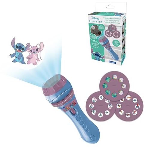 Lexibook - Disney Stitch - Projecteur d'histoires, Lampe Torche et projecteur Stitch avec 3 disques, 24 Images, créez Vos Propres Histoires, LTC050DLXB
