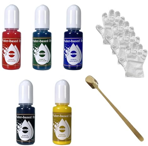Farbpigmente Für Gießpulver,5 Farben à 10ml Set,Mit 4 Einweghandschuhe + Mischlöffel,DIY Farbpigment Gießpulver Konzentrierte Epoxidharz-Farbe Für Betonfarbe, Gips, Zementfarbe
