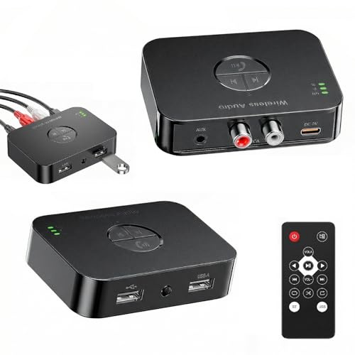 Bluetooth 6.0 adapter, stereo, Bluetooth-mottagare sändare med aux-adapter 3,5 mm RCA-kabel, fjärrkontroll, ljud, HiFi Blue Tooth sändare, mottagare för TV-högtalare, projektorer, BT-förstärkare