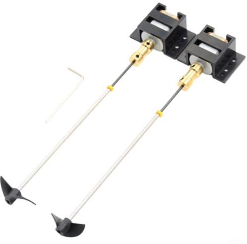 Juego de 2 juegos de transmisión de barco RC, eje de motor 130 para modelo de barco, compatible con barcos de control remoto, eje de 15 cm, hélices, asiento de motor de acoplamiento de cobre